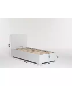 LETTO SINGOLO CONTENITORE CON PIEDINI "HI BOX" BIANCO 90X190 CM